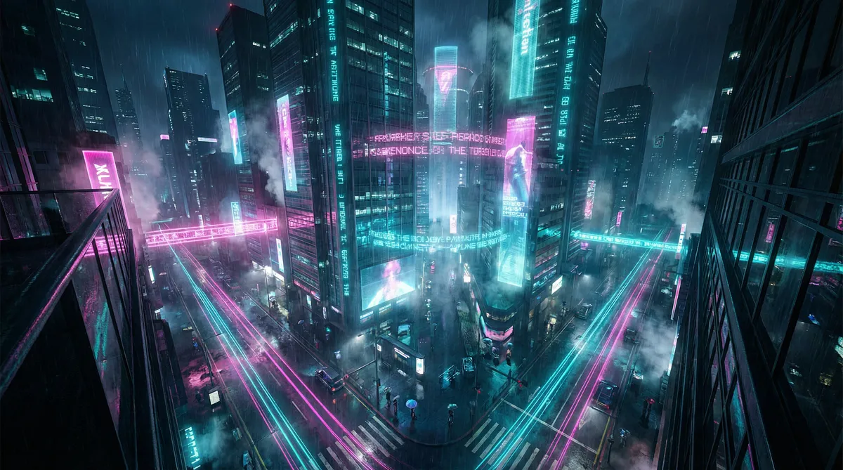 红楼梦大战王熙凤 竖屏短剧平台首页背景 - 赛博朋克都市夜景